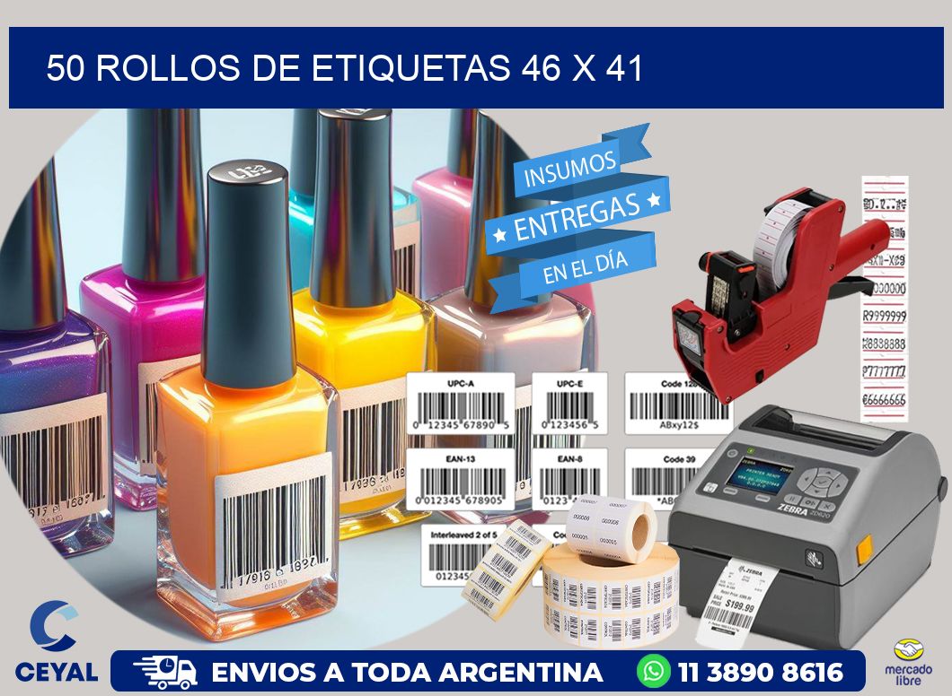 50 ROLLOS DE ETIQUETAS 46 x 41