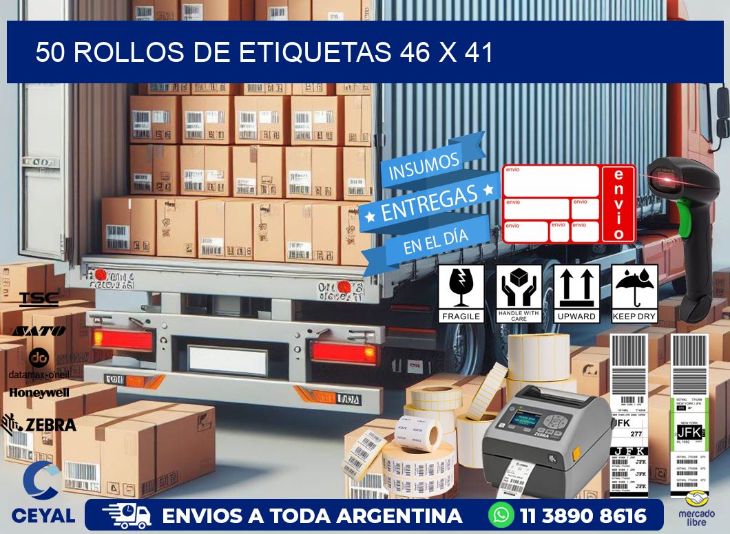 50 ROLLOS DE ETIQUETAS 46 x 41