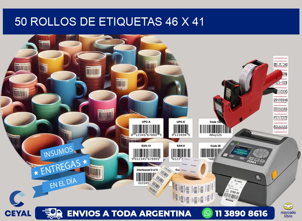 50 ROLLOS DE ETIQUETAS 46 x 41