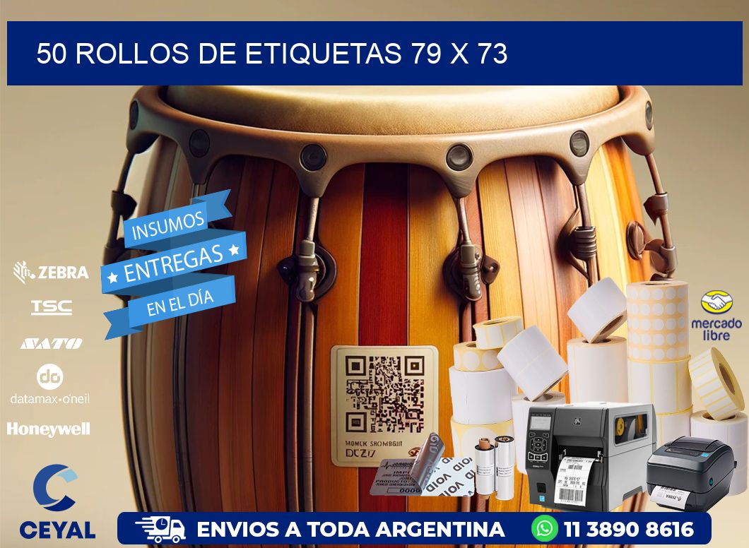 50 ROLLOS DE ETIQUETAS 79 x 73