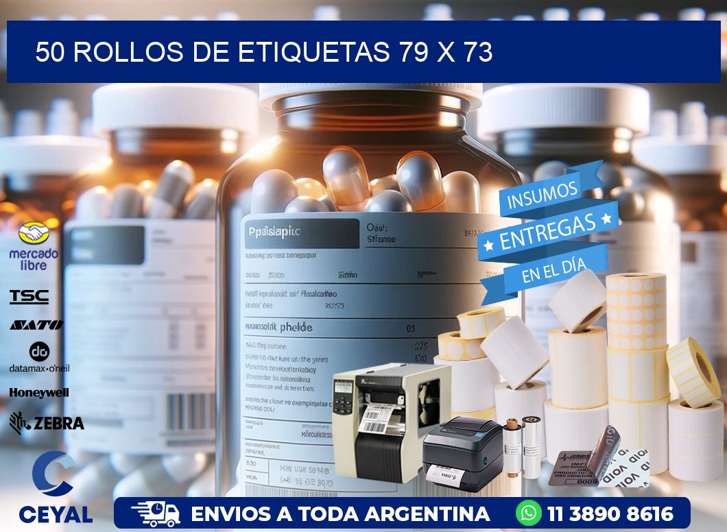 50 ROLLOS DE ETIQUETAS 79 x 73