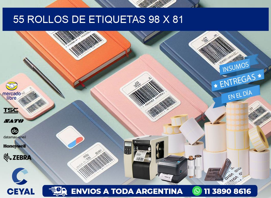 55 ROLLOS DE ETIQUETAS 98 x 81