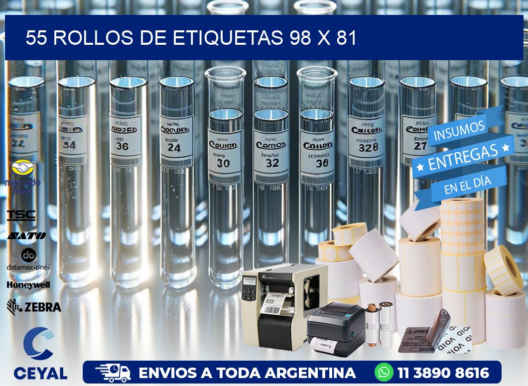 55 ROLLOS DE ETIQUETAS 98 x 81