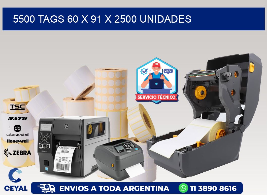 5500 TAGS 60 x 91 X 2500 UNIDADES