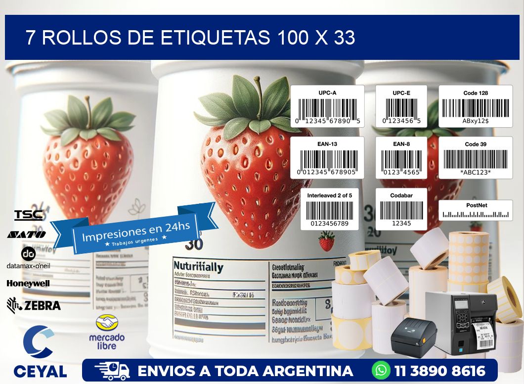 7 ROLLOS DE ETIQUETAS 100 x 33