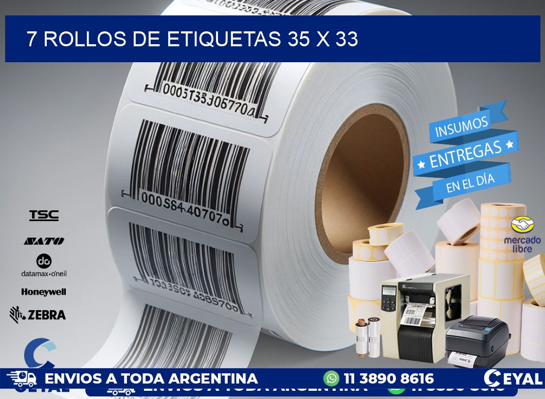 7 ROLLOS DE ETIQUETAS 35 x 33
