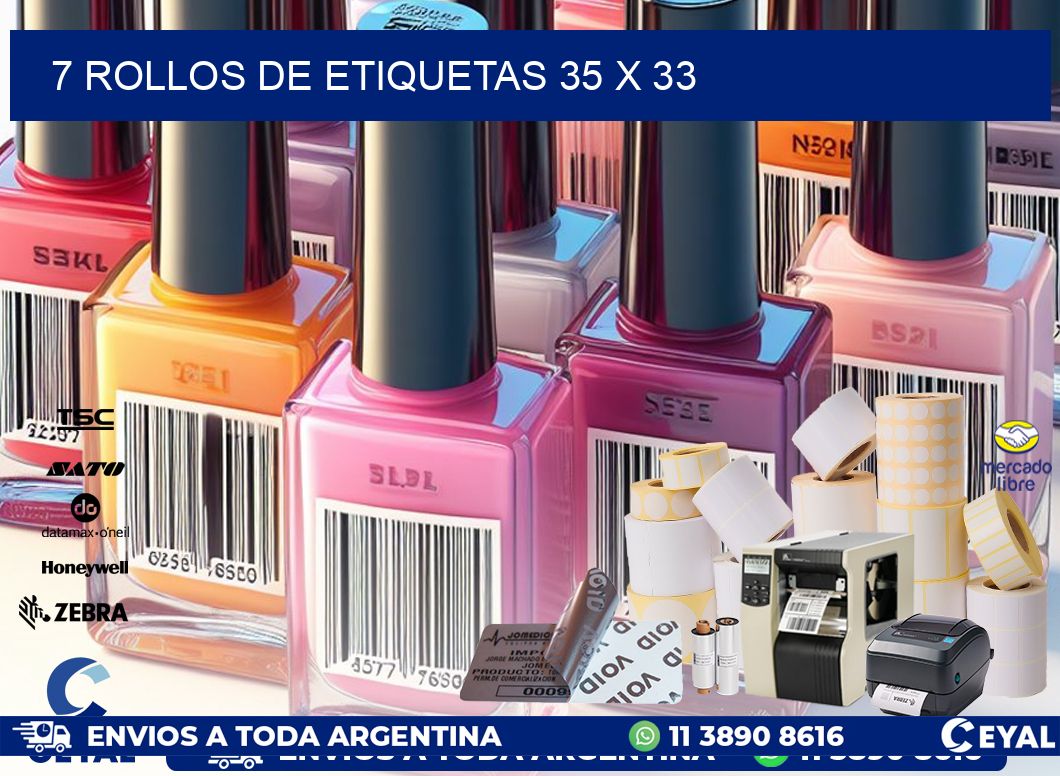 7 ROLLOS DE ETIQUETAS 35 x 33