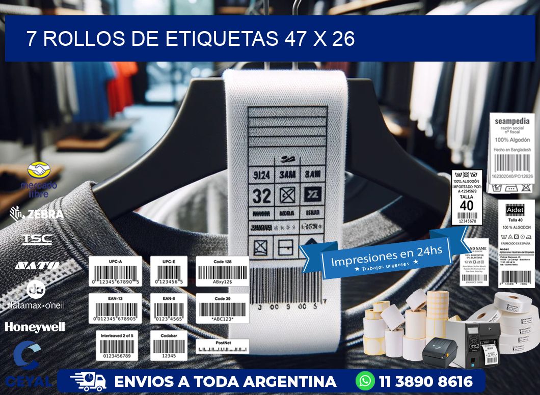 7 ROLLOS DE ETIQUETAS 47 x 26
