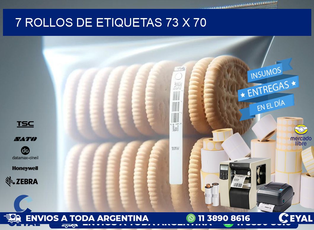7 ROLLOS DE ETIQUETAS 73 x 70
