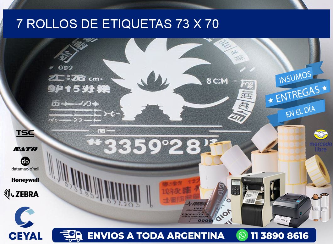 7 ROLLOS DE ETIQUETAS 73 x 70