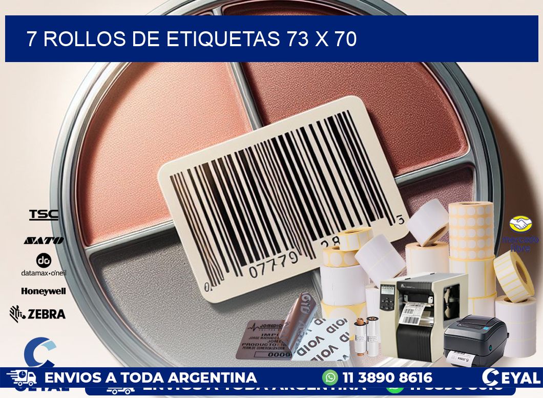7 ROLLOS DE ETIQUETAS 73 x 70