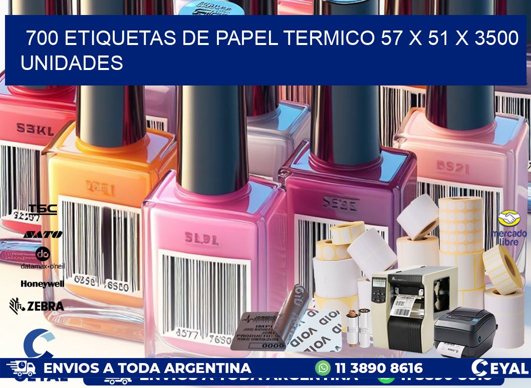 700 ETIQUETAS DE PAPEL TERMICO 57 x 51 X 3500 UNIDADES