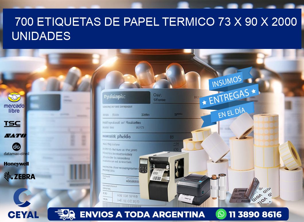 700 ETIQUETAS DE PAPEL TERMICO 73 x 90 X 2000 UNIDADES