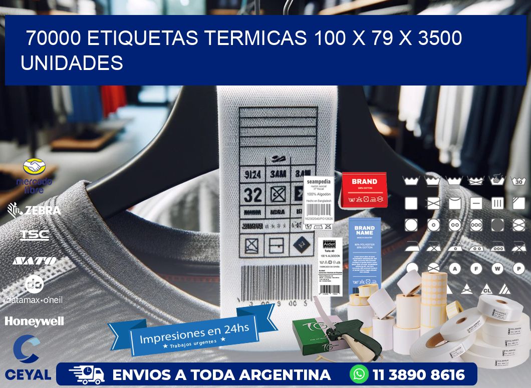 70000 ETIQUETAS TERMICAS 100 x 79 X 3500 UNIDADES
