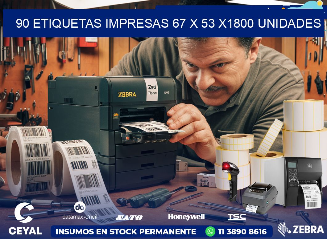 90 ETIQUETAS IMPRESAS 67 x 53 X1800 UNIDADES