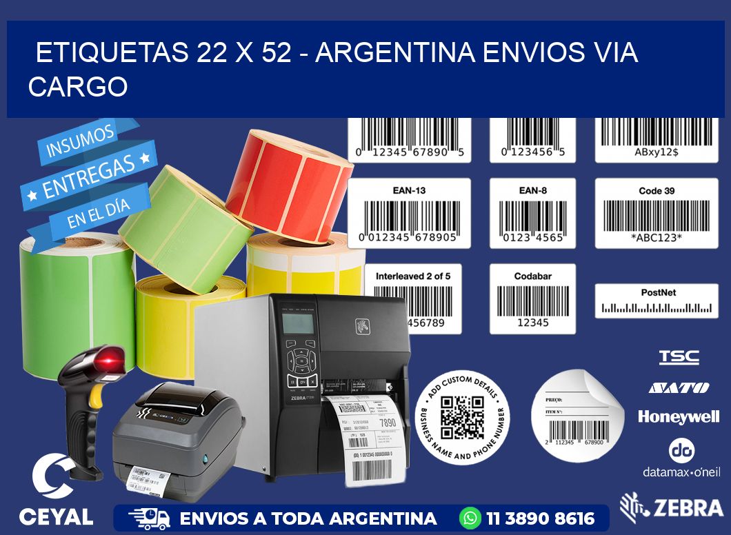 ETIQUETAS 22 x 52 - ARGENTINA ENVIOS VIA CARGO