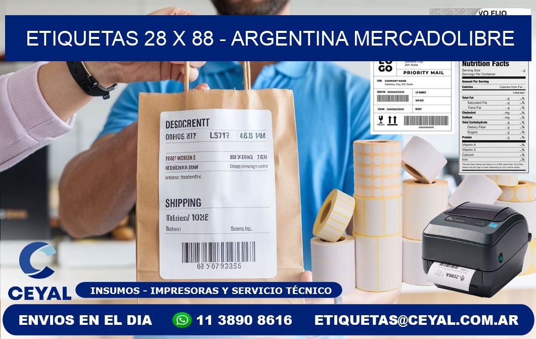 ETIQUETAS 28 x 88 - ARGENTINA MERCADOLIBRE