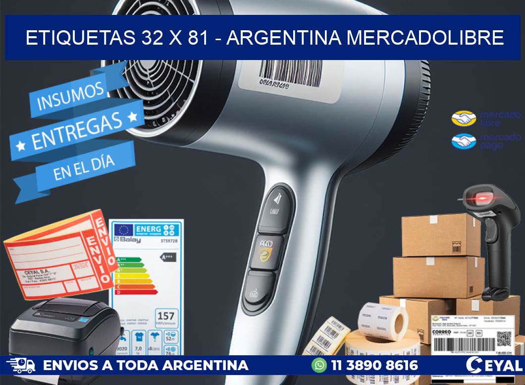 ETIQUETAS 32 x 81 - ARGENTINA MERCADOLIBRE