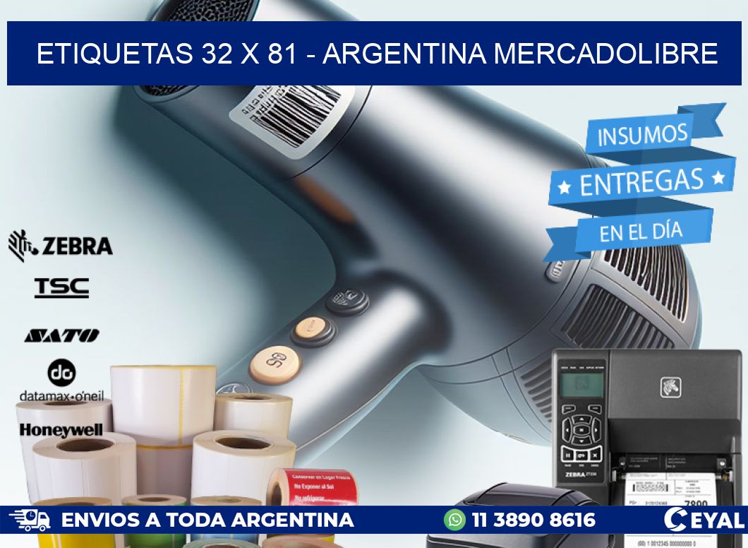 ETIQUETAS 32 x 81 - ARGENTINA MERCADOLIBRE