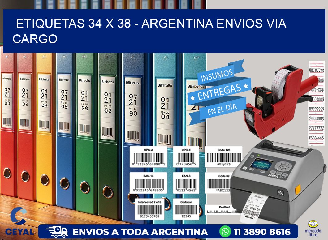 ETIQUETAS 34 x 38 - ARGENTINA ENVIOS VIA CARGO