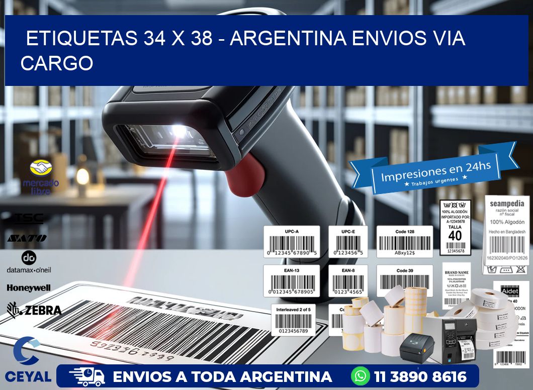 ETIQUETAS 34 x 38 – ARGENTINA ENVIOS VIA CARGO