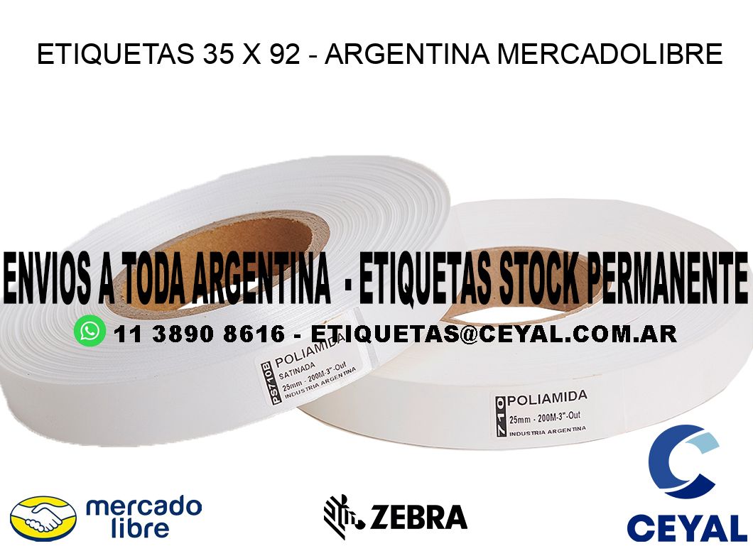 ETIQUETAS 35 x 92 - ARGENTINA MERCADOLIBRE