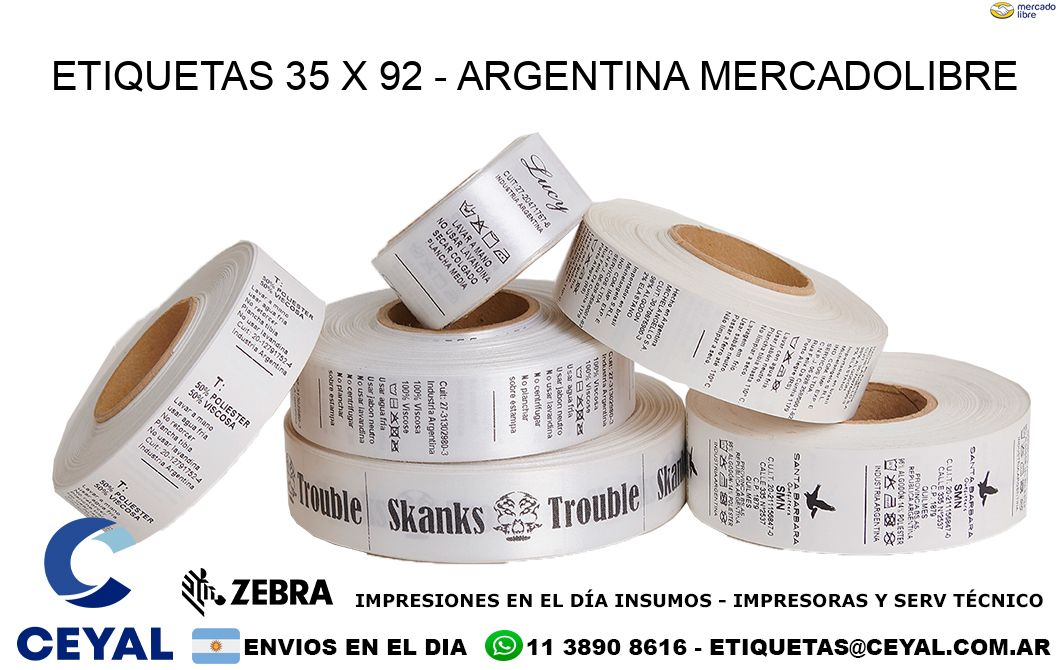 ETIQUETAS 35 x 92 - ARGENTINA MERCADOLIBRE