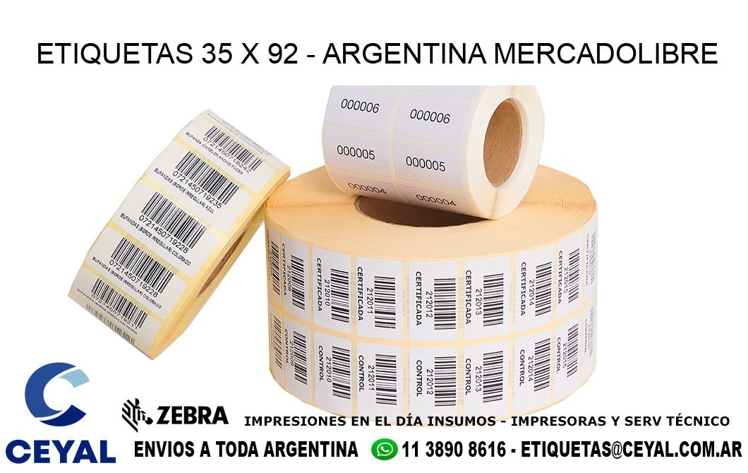 ETIQUETAS 35 x 92 - ARGENTINA MERCADOLIBRE