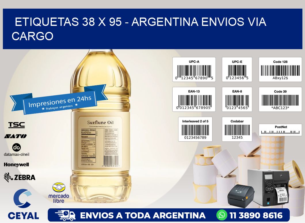 ETIQUETAS 38 x 95 - ARGENTINA ENVIOS VIA CARGO