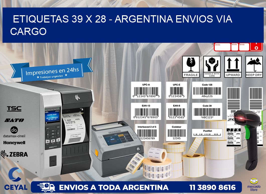 ETIQUETAS 39 x 28 - ARGENTINA ENVIOS VIA CARGO