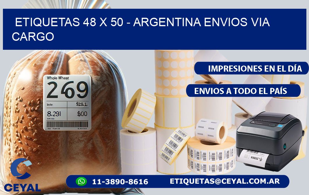 ETIQUETAS 48 x 50 - ARGENTINA ENVIOS VIA CARGO