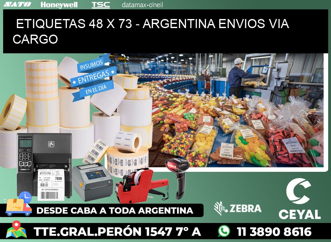 ETIQUETAS 48 x 73 - ARGENTINA ENVIOS VIA CARGO