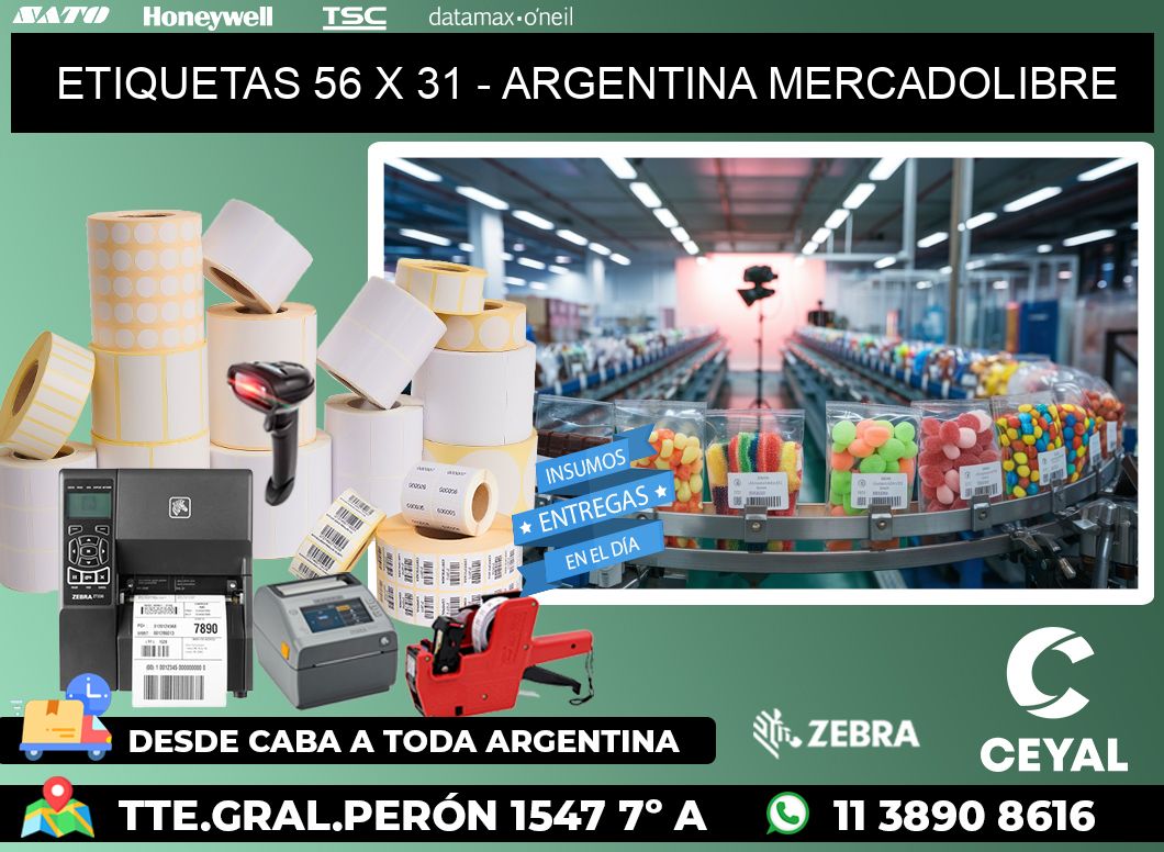 ETIQUETAS 56 x 31 - ARGENTINA MERCADOLIBRE