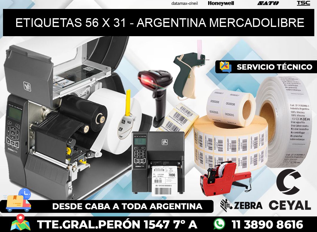 ETIQUETAS 56 x 31 - ARGENTINA MERCADOLIBRE