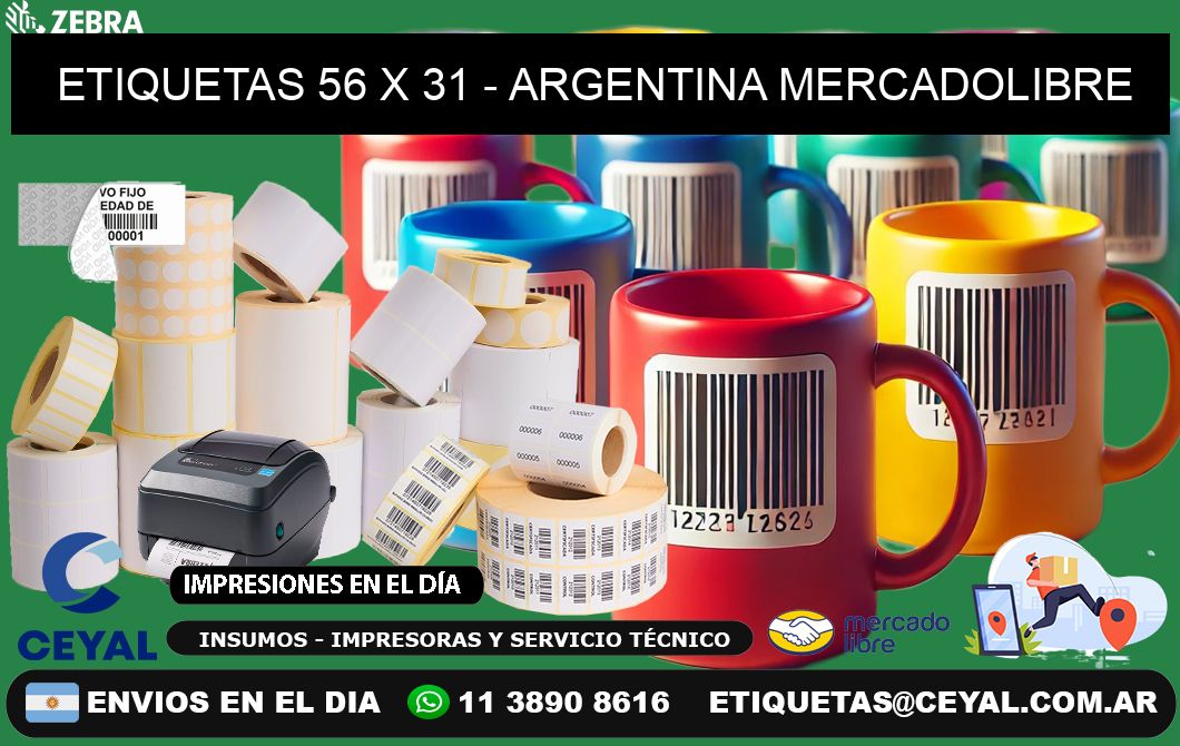 ETIQUETAS 56 x 31 - ARGENTINA MERCADOLIBRE