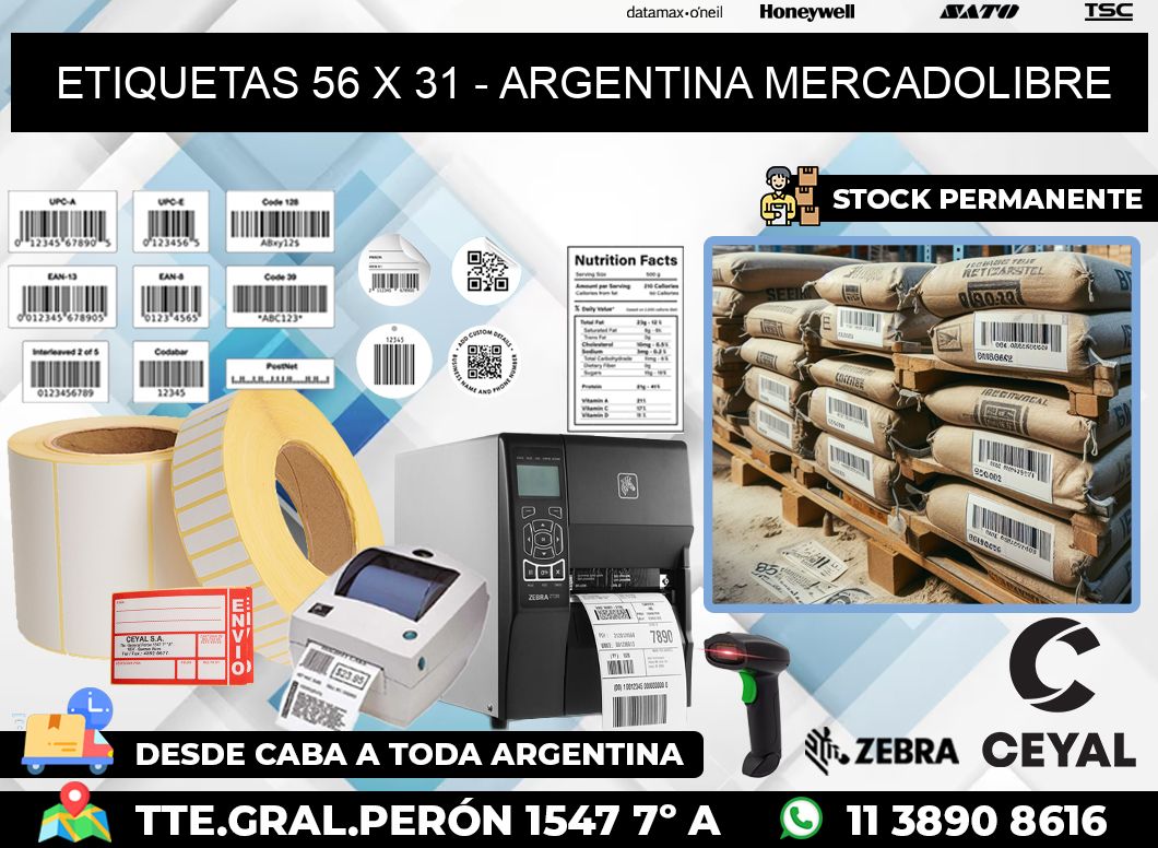 ETIQUETAS 56 x 31 – ARGENTINA MERCADOLIBRE