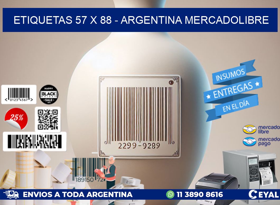 ETIQUETAS 57 x 88 - ARGENTINA MERCADOLIBRE