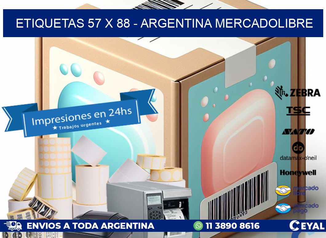 ETIQUETAS 57 x 88 - ARGENTINA MERCADOLIBRE