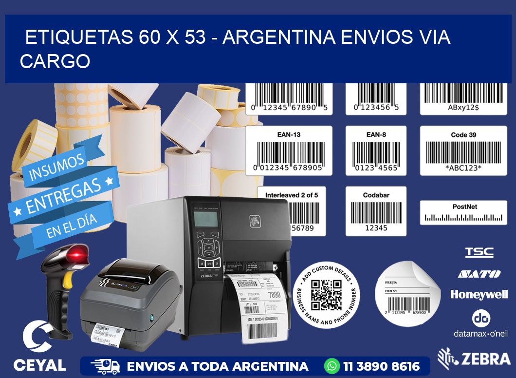 ETIQUETAS 60 x 53 - ARGENTINA ENVIOS VIA CARGO