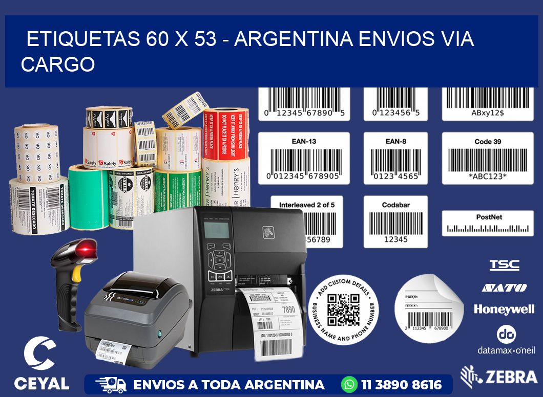 ETIQUETAS 60 x 53 - ARGENTINA ENVIOS VIA CARGO