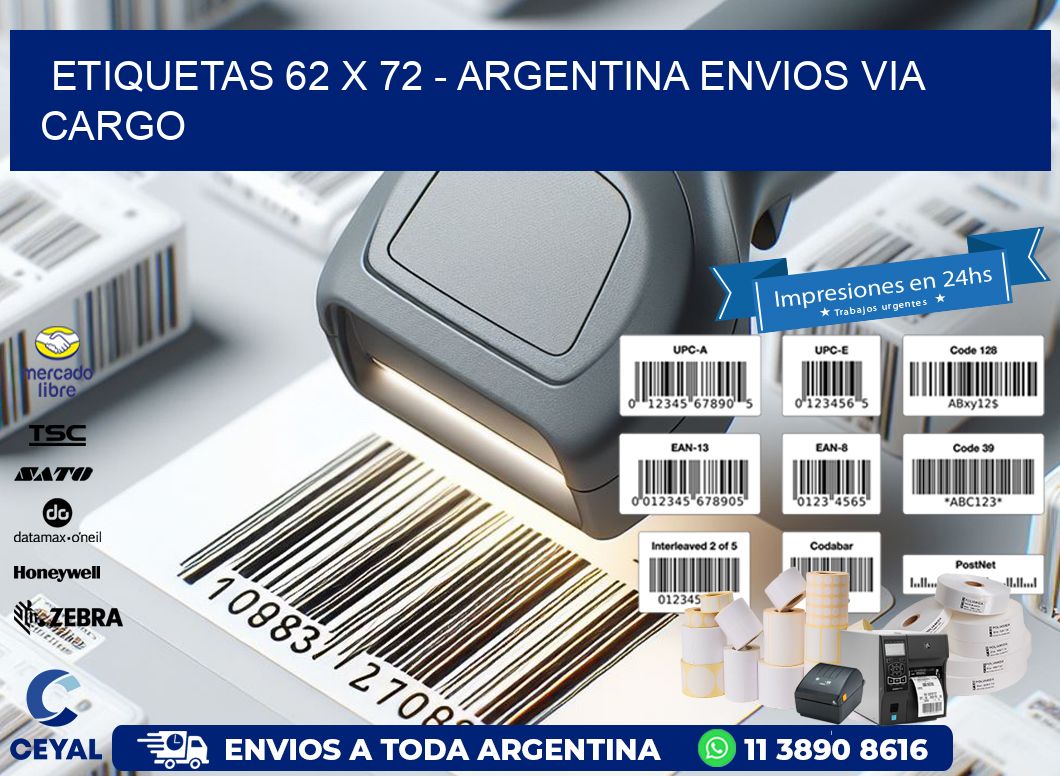 ETIQUETAS 62 x 72 - ARGENTINA ENVIOS VIA CARGO