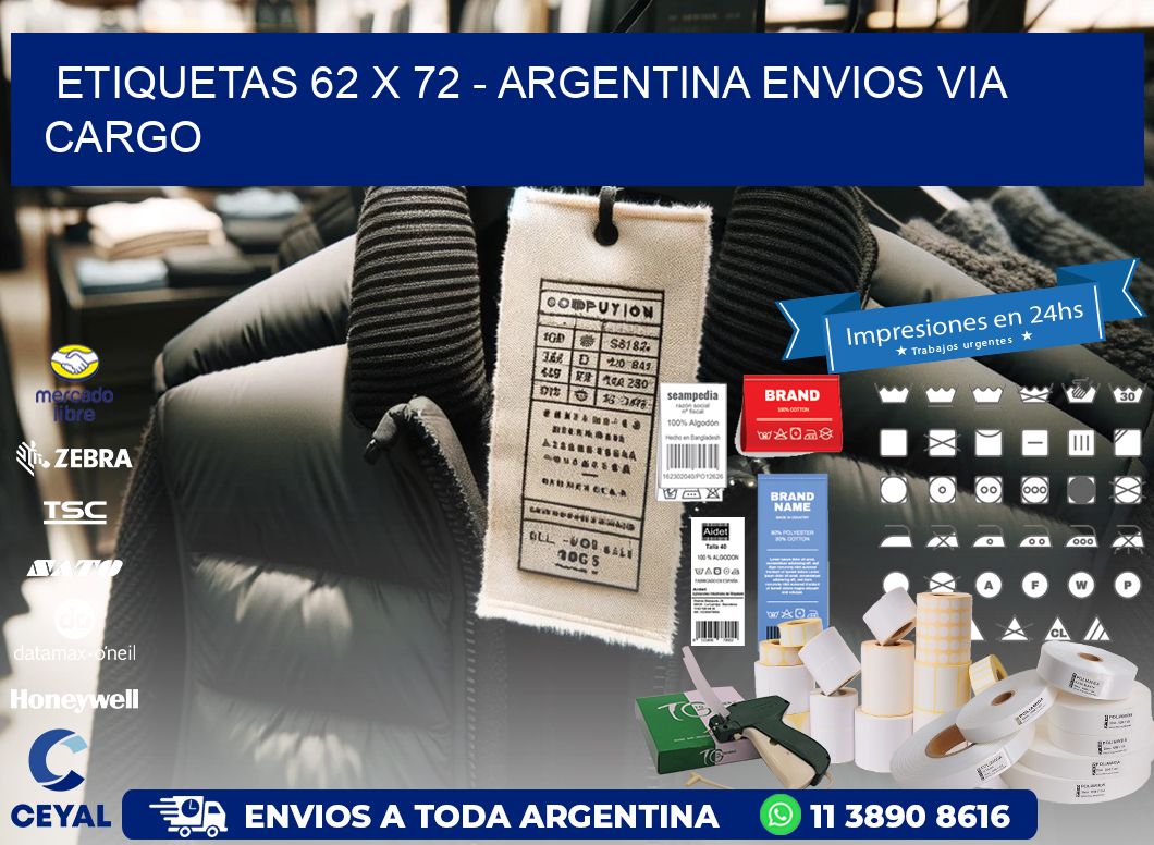 ETIQUETAS 62 x 72 - ARGENTINA ENVIOS VIA CARGO