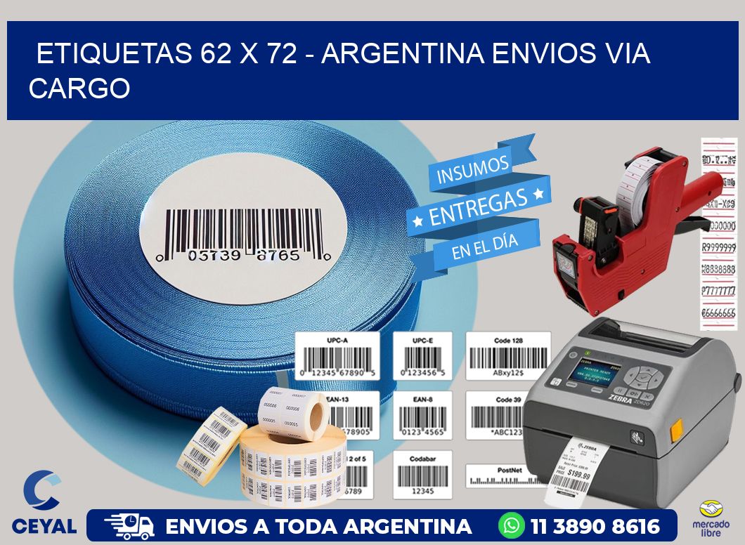 ETIQUETAS 62 x 72 - ARGENTINA ENVIOS VIA CARGO