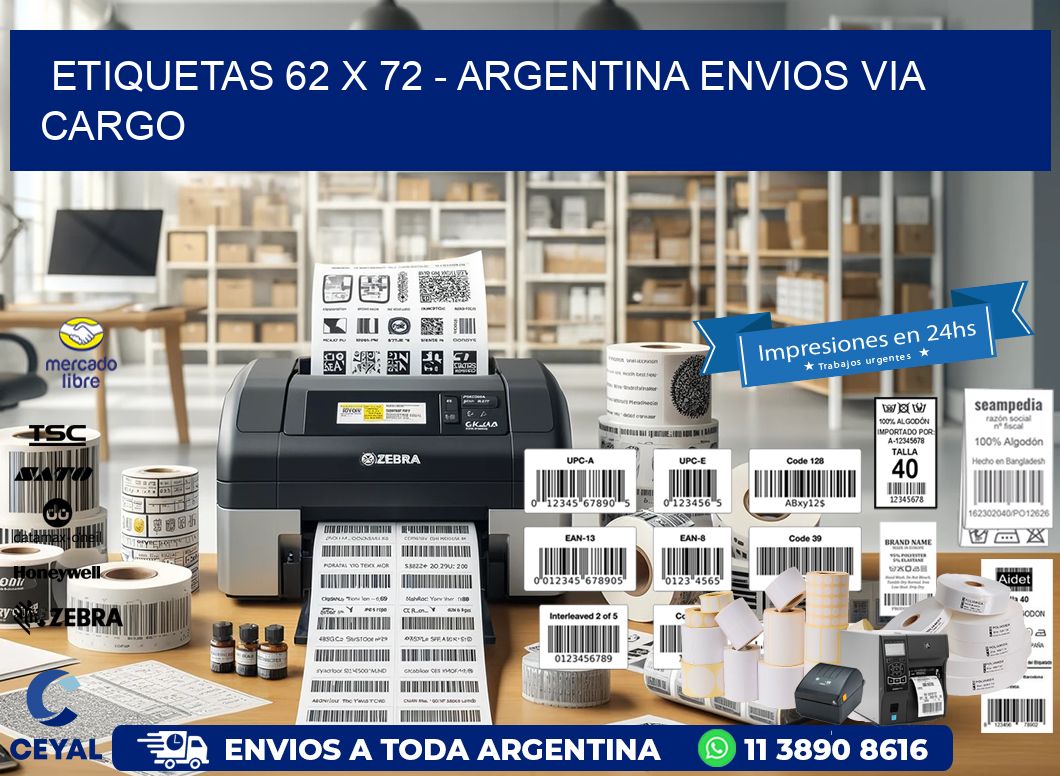 ETIQUETAS 62 x 72 – ARGENTINA ENVIOS VIA CARGO