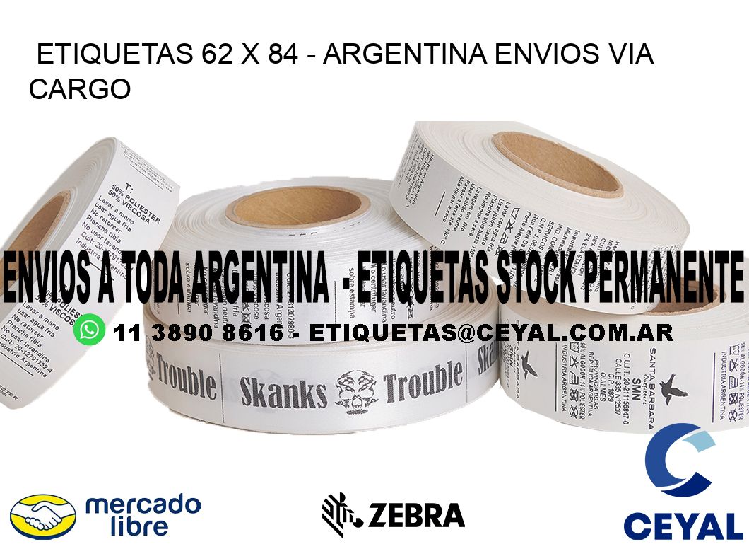 ETIQUETAS 62 x 84 - ARGENTINA ENVIOS VIA CARGO