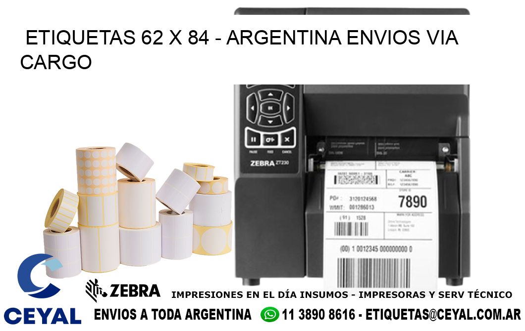 ETIQUETAS 62 x 84 - ARGENTINA ENVIOS VIA CARGO