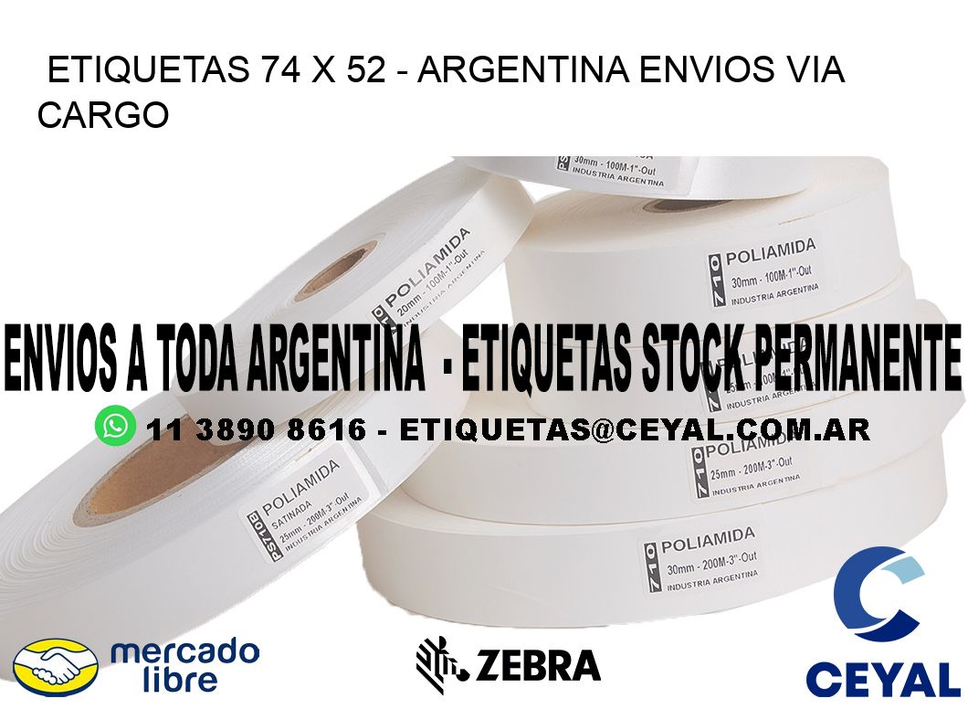 ETIQUETAS 74 x 52 - ARGENTINA ENVIOS VIA CARGO