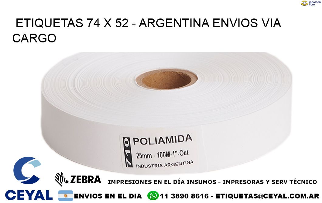 ETIQUETAS 74 x 52 - ARGENTINA ENVIOS VIA CARGO