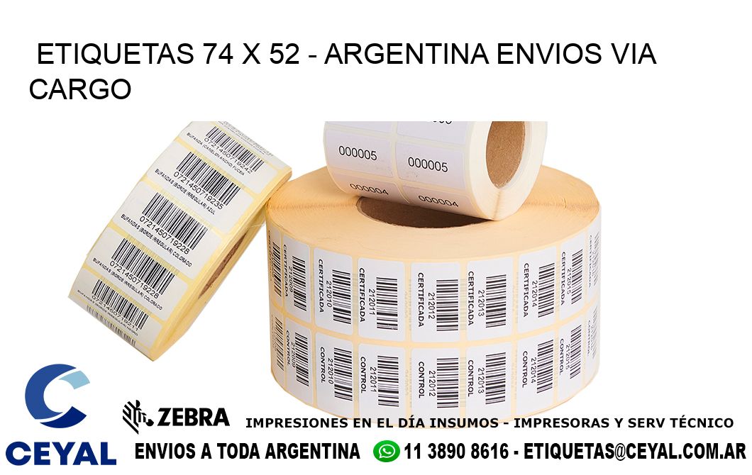 ETIQUETAS 74 x 52 - ARGENTINA ENVIOS VIA CARGO