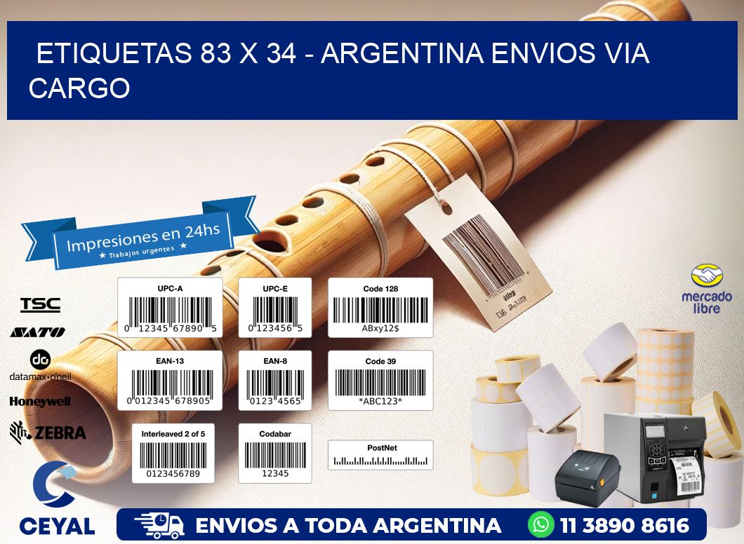 ETIQUETAS 83 x 34 - ARGENTINA ENVIOS VIA CARGO